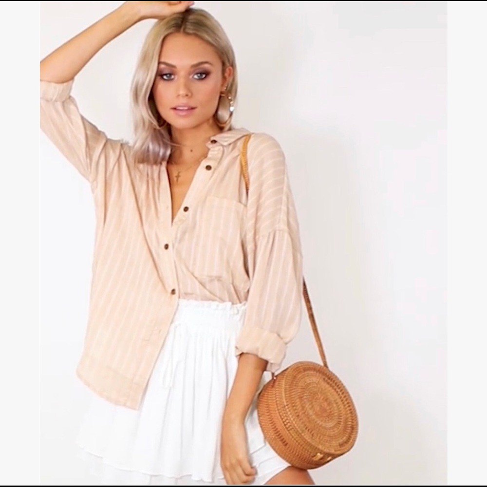 Princess Polly Beige Button Down